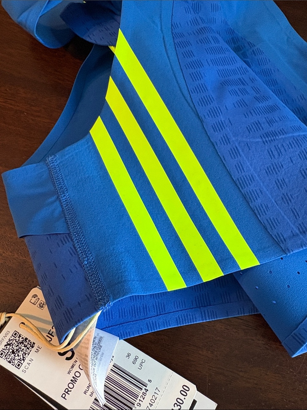Adidas Blue & Neon Athletic Running Crop Top - Picture 11 of 12